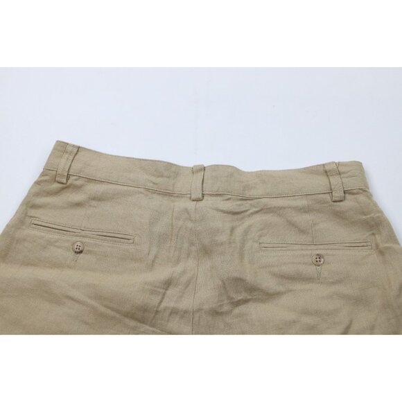 Vintage 90s Ralph Lauren Mens 32 Distressed Linen Above Knee Chino Shorts Beige - Picture 13 of 16